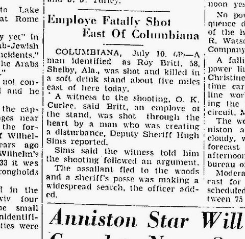 Date:  July 10, 1948  Newspaper:  Anniston Star, Anniston, Alabama