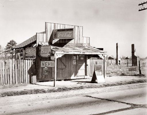 December 1935. "Coca-Cola shack in Alabama." Photograph by Walker Evans.  http://www.shorpy.com/node/140