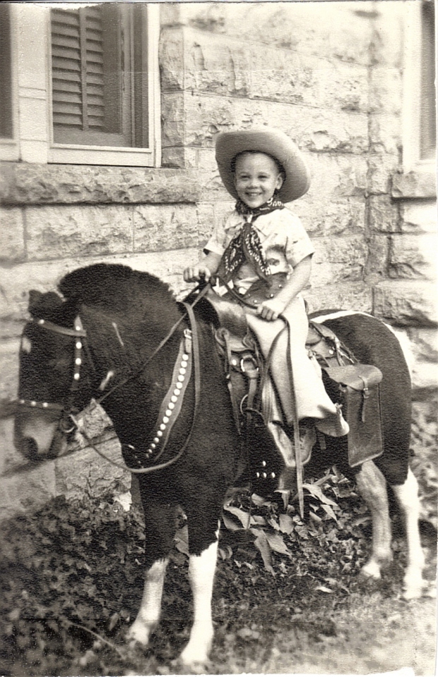 Joe on Pony in Front of Granny's House in Winfield, Kansas