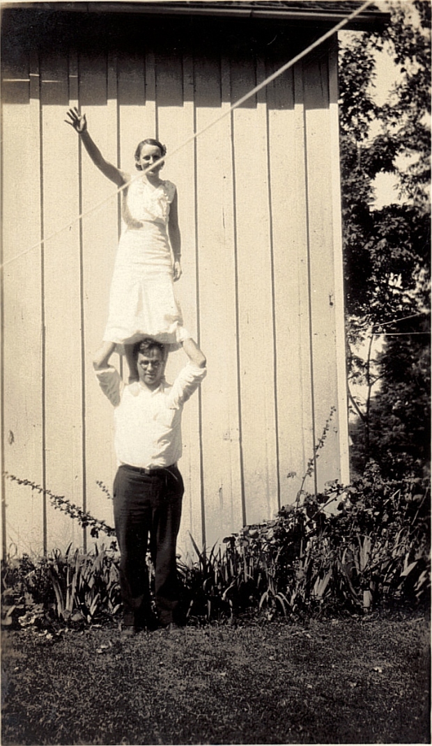 Couple with Clothes Line.  Taken at Oswego, NY